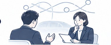 面接で、応募者の話に考え込む面接官