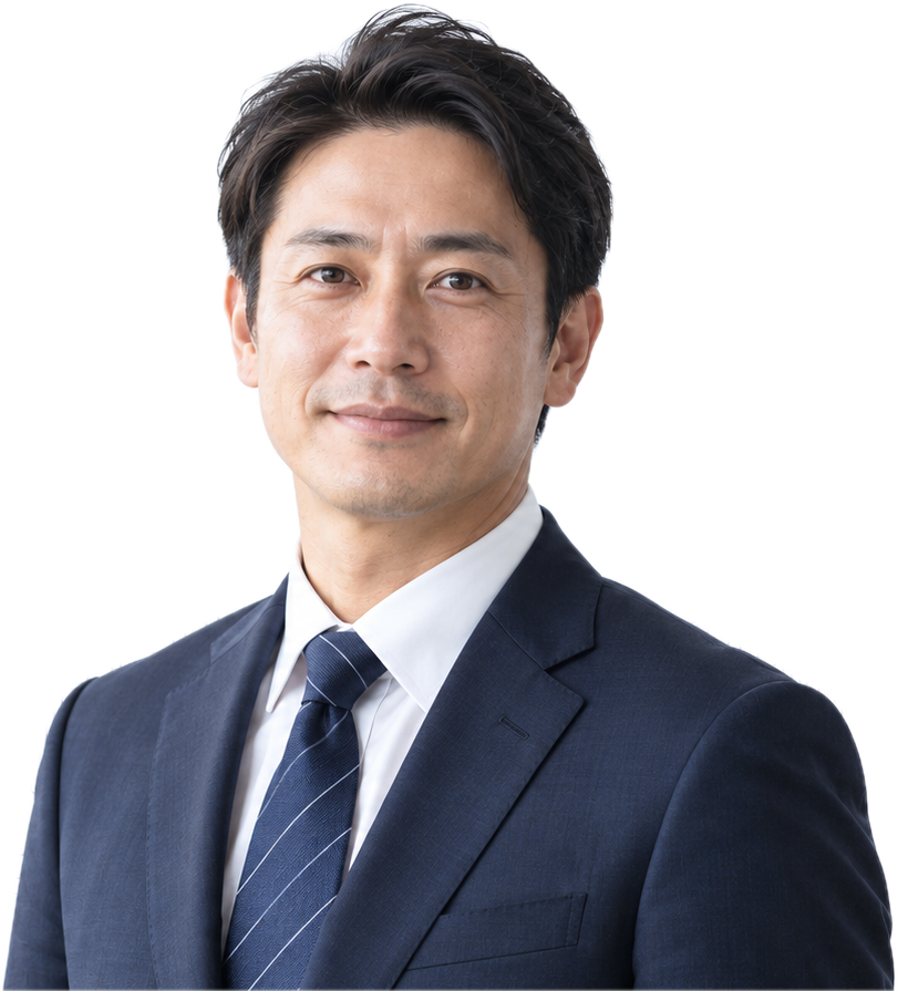 代表の写真（仮の人物）